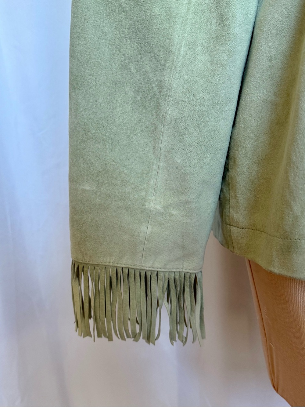 VINTAGE Green Suede Fringe Jacket - Picture 8 of 12